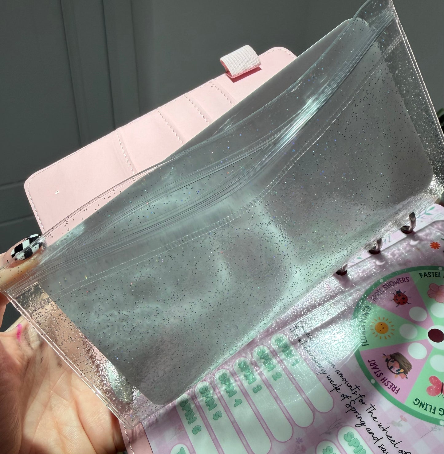 A6 Double Pocket Glitter Gloss Binder Wallet