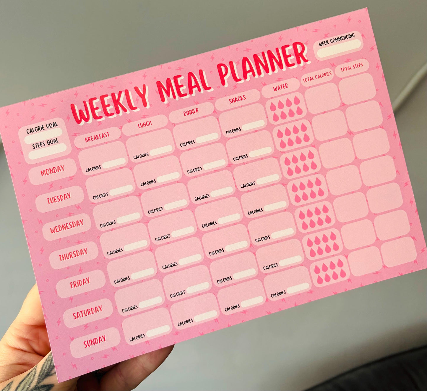 Calorie Counting Weekly Meal Planner A5 Notepad