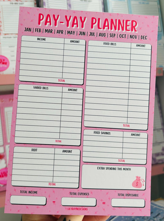 Pay-Yay Planner Monthly Budget A5 Notepad