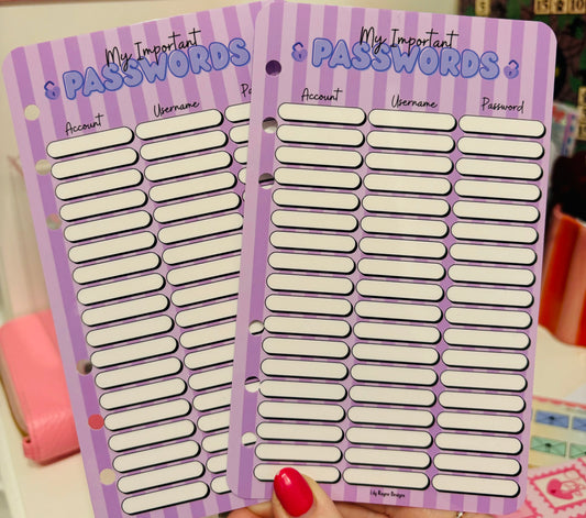 My Important Passwords Dashboard