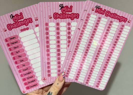 12, 52 & 100 Mini Saving Challenge Dashboard