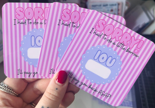 Customisable IOU Cards