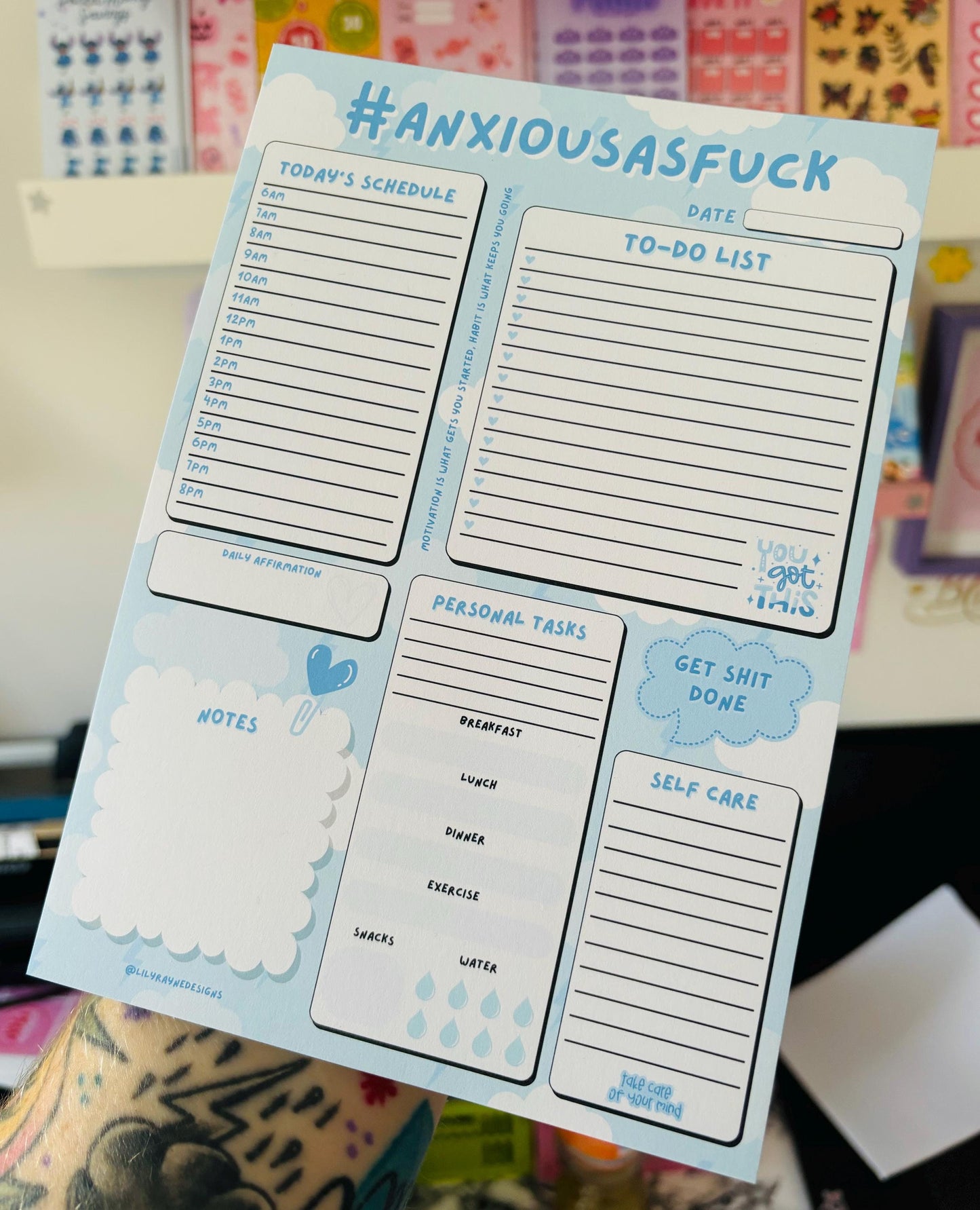Anxious As F*ck Productivity Notepad