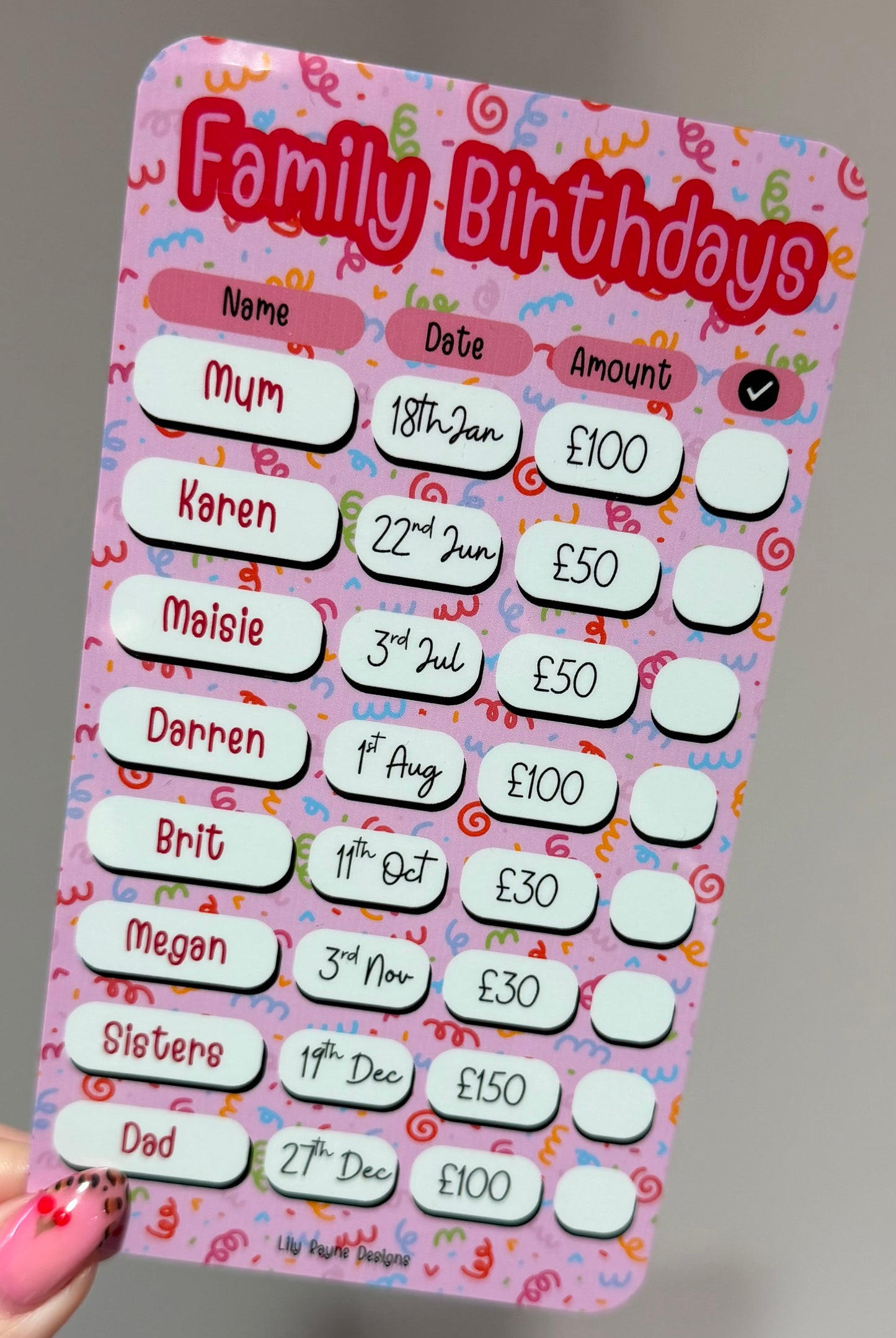 Custom Birthdays Tracker